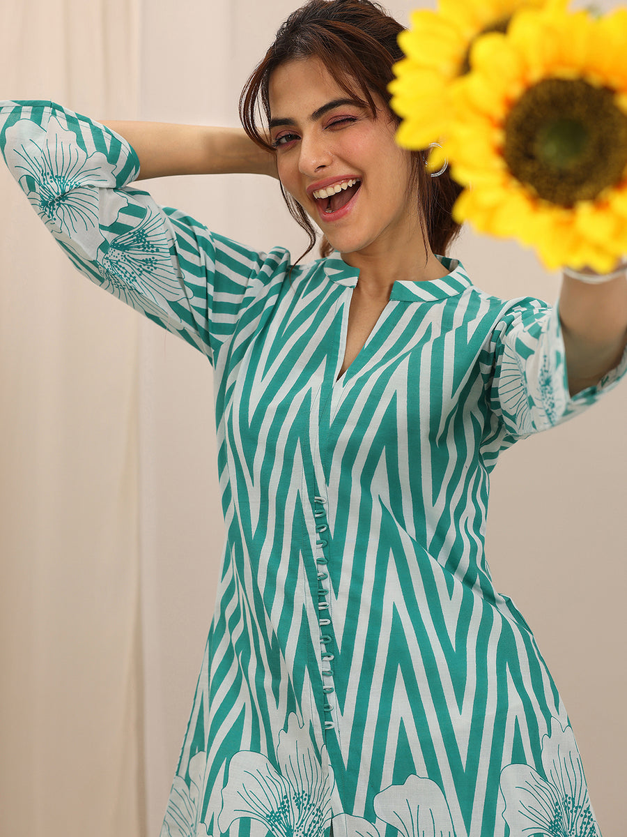 Teal Zig-Zag Floral Co-Ord Set