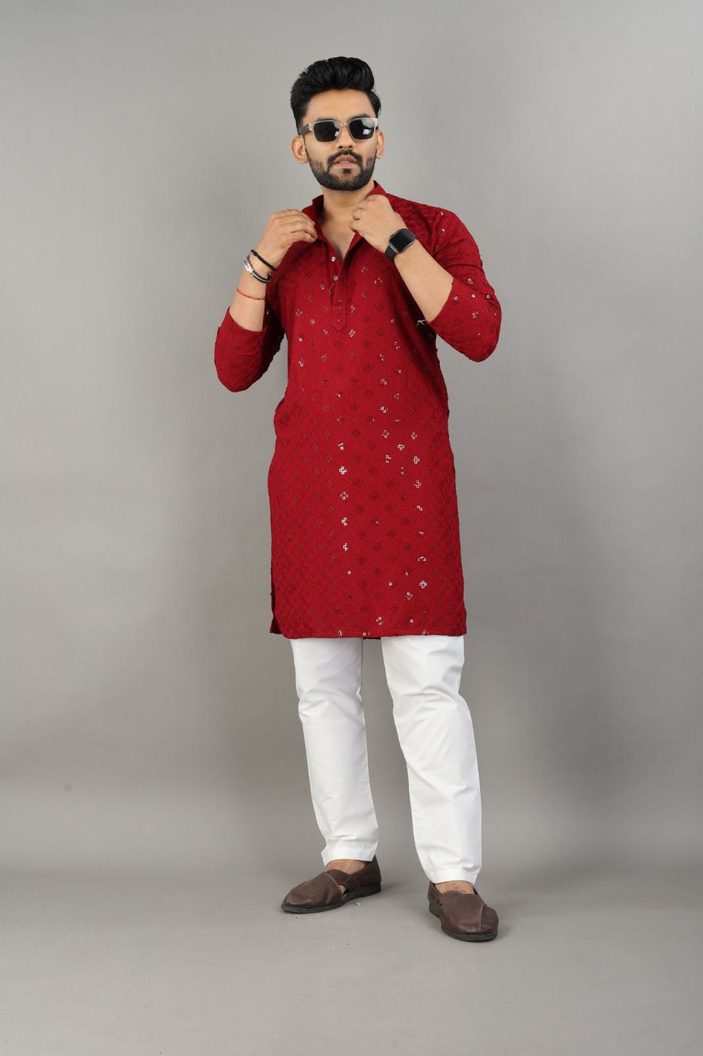 Maroon Majesty Kurta