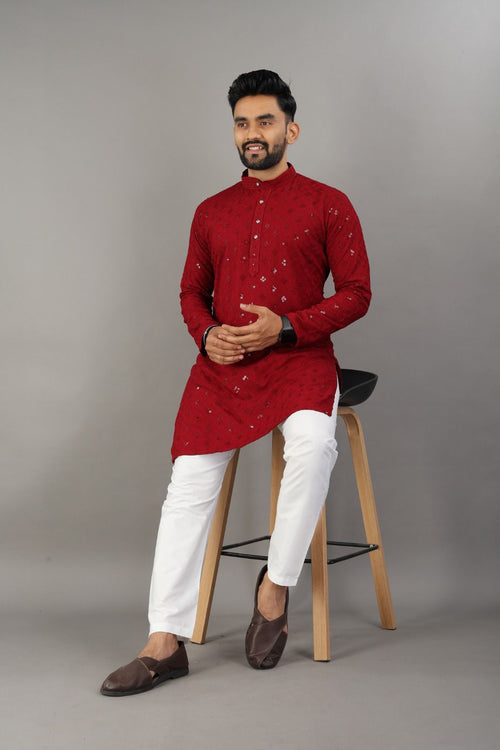 Maroon Majesty Kurta