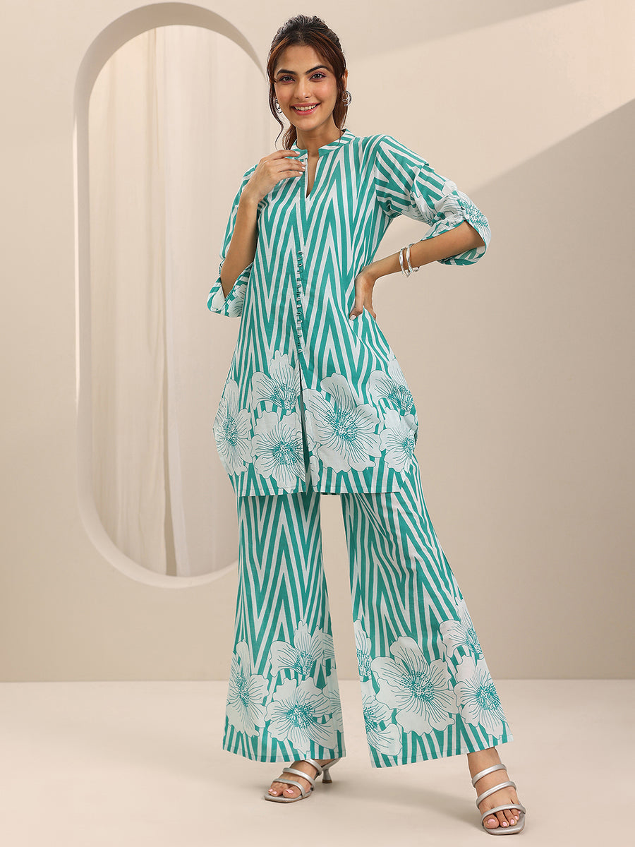 Teal Zig-Zag Floral Co-Ord Set