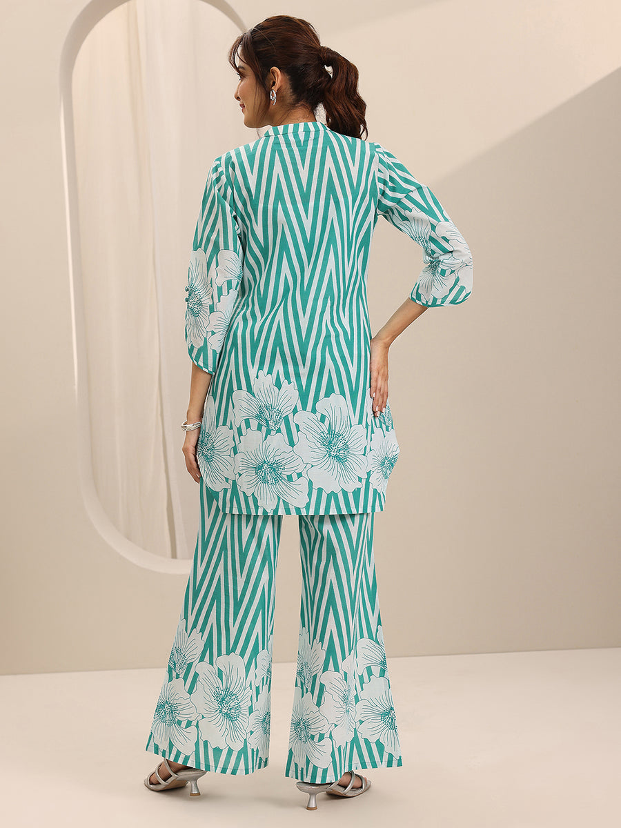 Teal Zig-Zag Floral Co-Ord Set