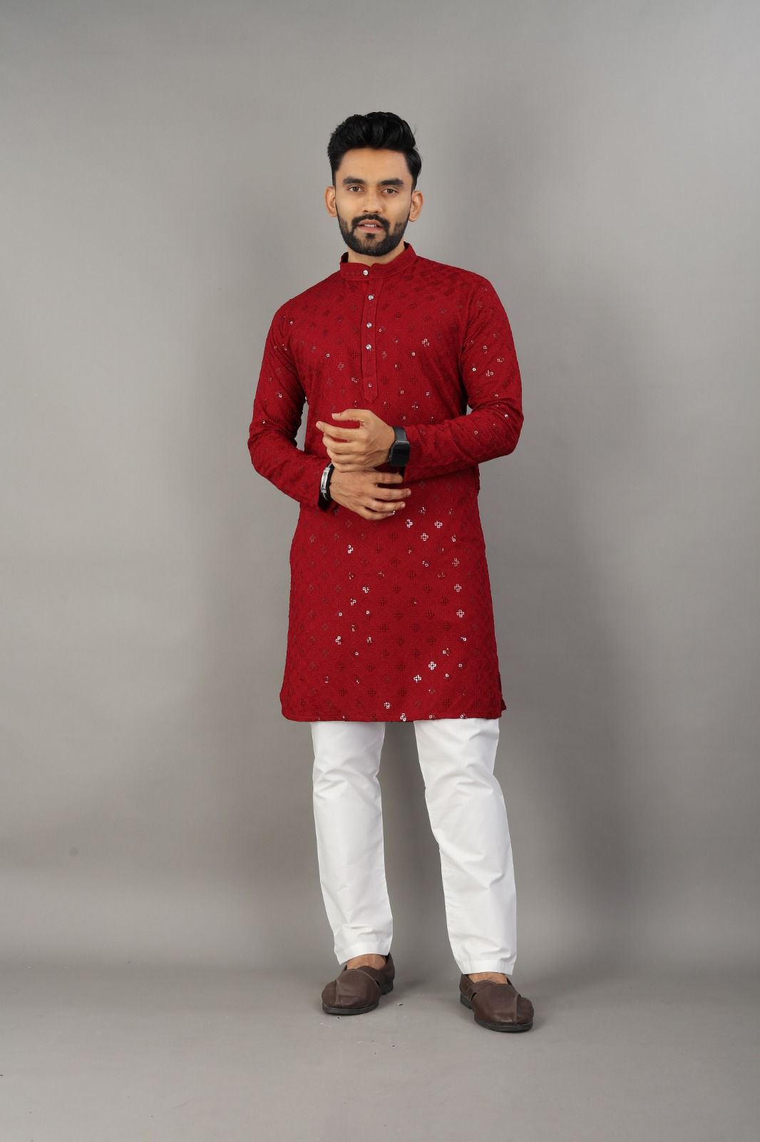 Maroon Majesty Kurta