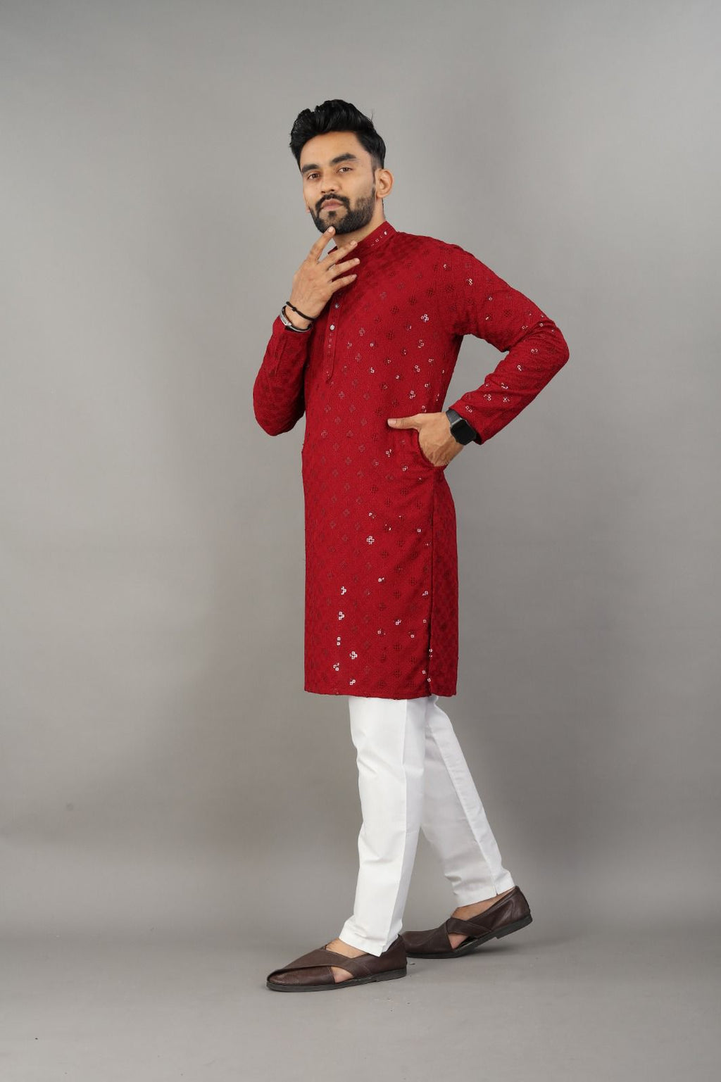 Maroon Majesty Kurta
