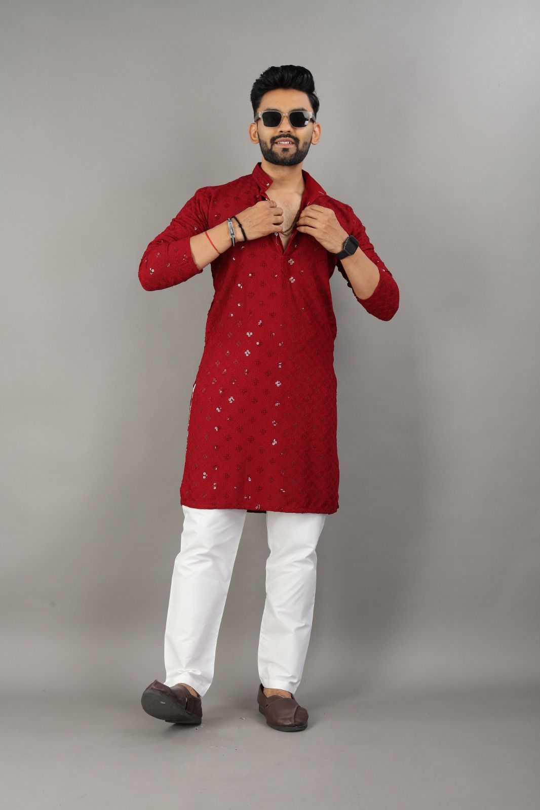 Maroon Majesty Kurta
